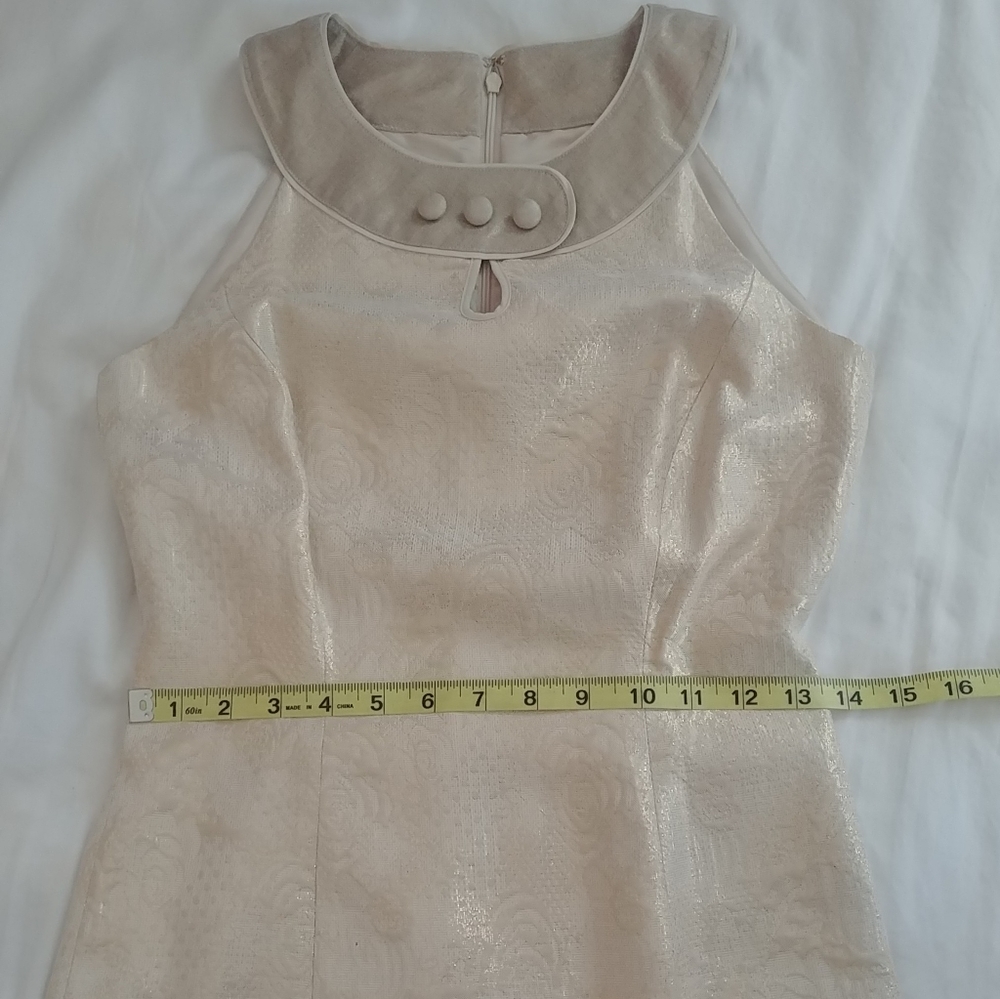Linen Dress, Gold & Cream, Shimmery, S, Cocktail Dress, Vintage, Silk